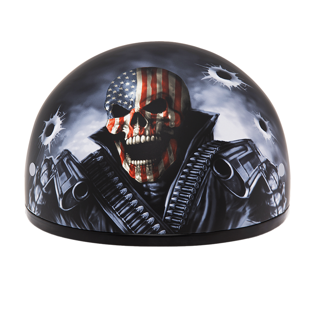 find a dot approved motorcycle helmet Daytona Helmets Motorcycle Half Helmet Skull Cap, Large, Black, Come Get 'Em
