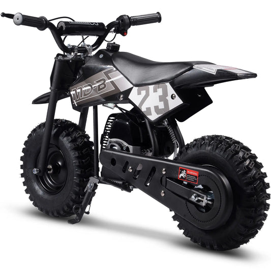 MotoTec Big Supermoto 50cc 2-Stroke Kids Dirt Bike – Black | Powerful Off-Road Bike