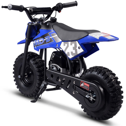 MotoTec Big Supermoto 50cc 2-Stroke Kids Dirt Bike – Blue | Powerful Off-Road Bike