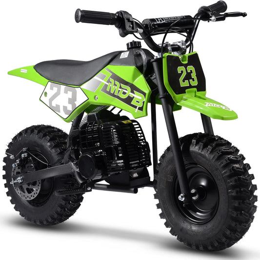 MotoTec Big Supermoto 50cc 2-Stroke Kids Dirt Bike – Green | Powerful Off-Road Bike