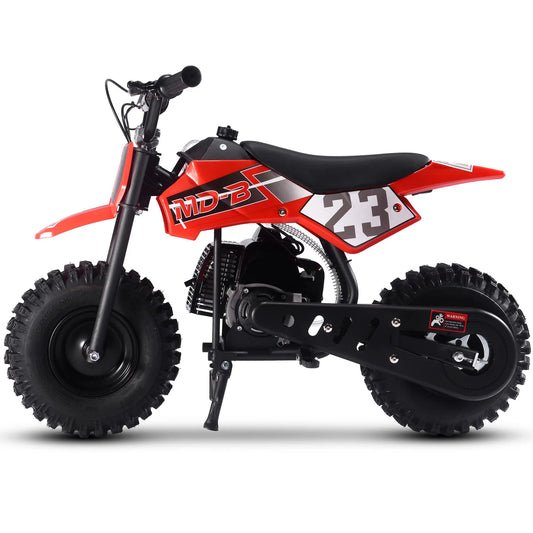 MotoTec Big Supermoto 50cc 2-Stroke Kids Dirt Bike – Red | Powerful Off-Road Bike