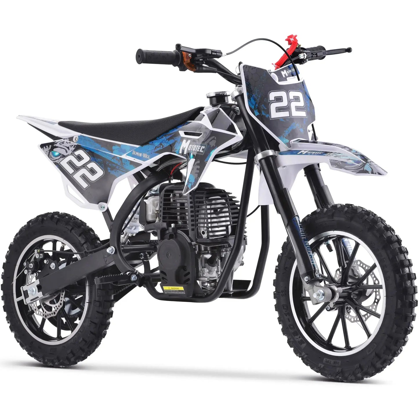Color: Blue - MotoTec Demon 40cc 4-Stroke Kids Gas Dirt Bike