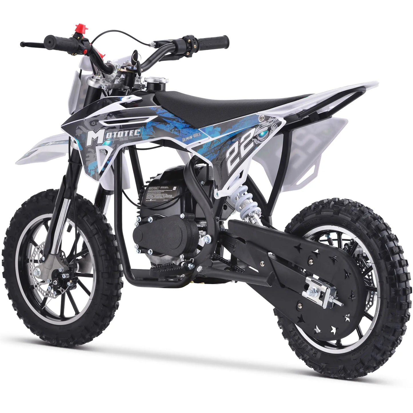 MotoTec Demon 40cc 4-Stroke Kids Gas Dirt Bike – Blue | Powerful Off-Road Mini Bike