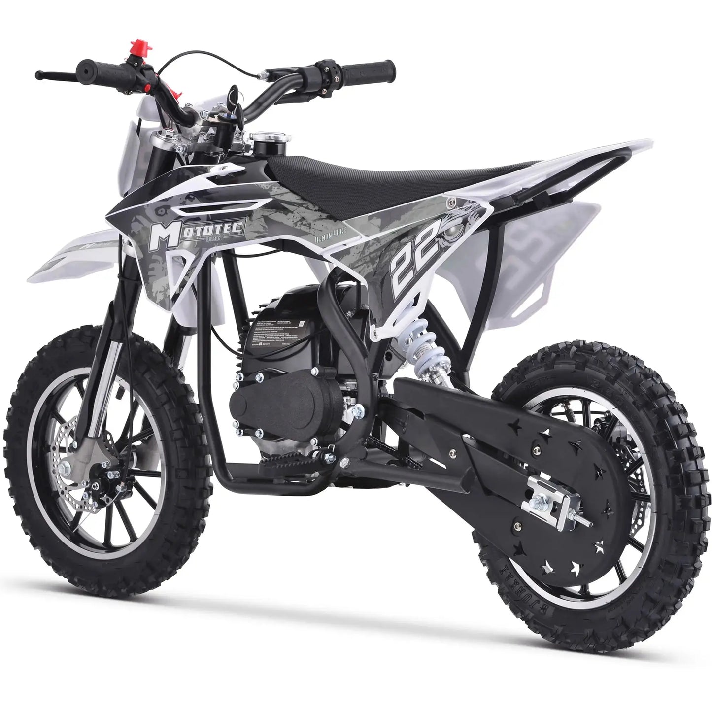 MotoTec Demon 50cc 2-Stroke Kids Gas Dirt Bike – White | High-Performance Off-Road Mini Bike MotoTec