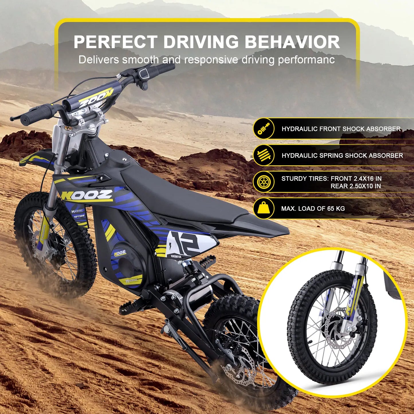 MotoTec 36v 1000w Electric Dirt Bike Blue | High-Performance Off-Road Bike