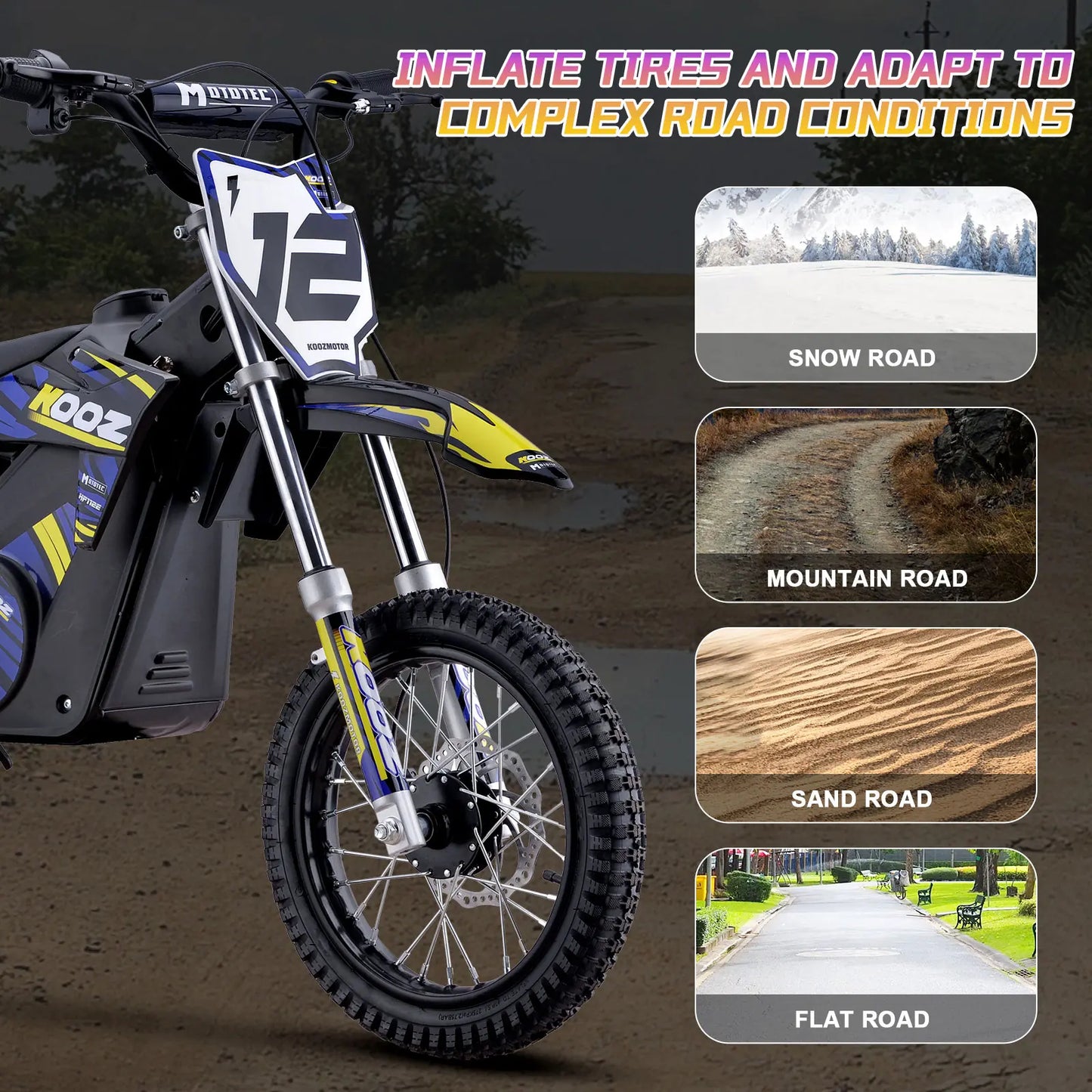 MotoTec 36v 1000w Electric Dirt Bike Blue | High-Performance Off-Road Bike