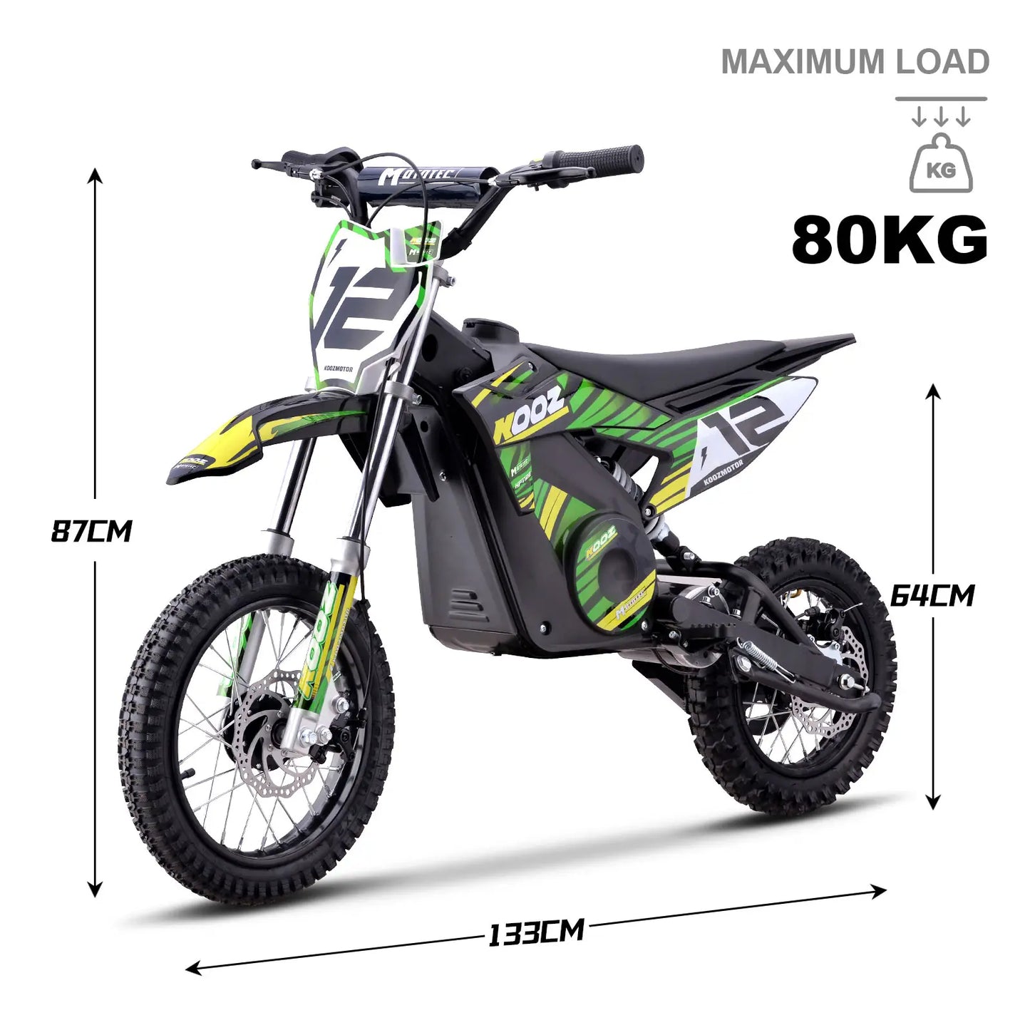MotoTec 36v 1000w Electric Dirt Bike Green | High-Performance Off-Road Bike