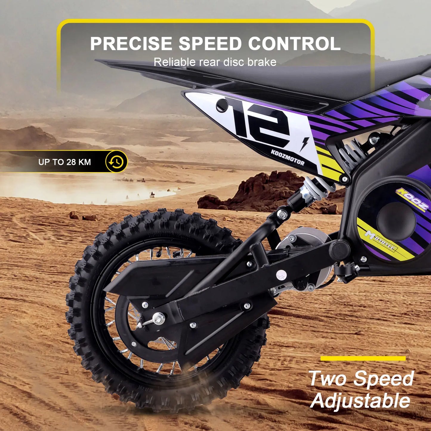 MotoTec 36v 1000w Electric Dirt Bike Purple | High-Performance Off-Road Bike