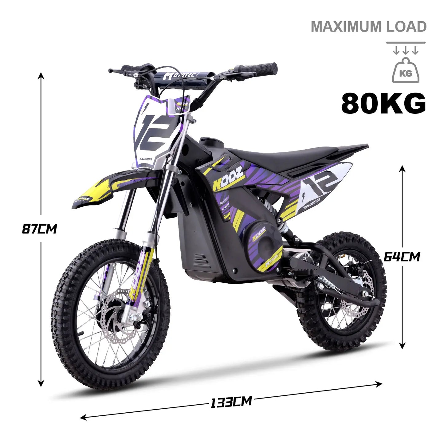MotoTec 36v 1000w Electric Dirt Bike Purple | High-Performance Off-Road Bike