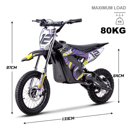 MotoTec 36v 1000w Electric Dirt Bike Purple | Powerful Off-Road Bike