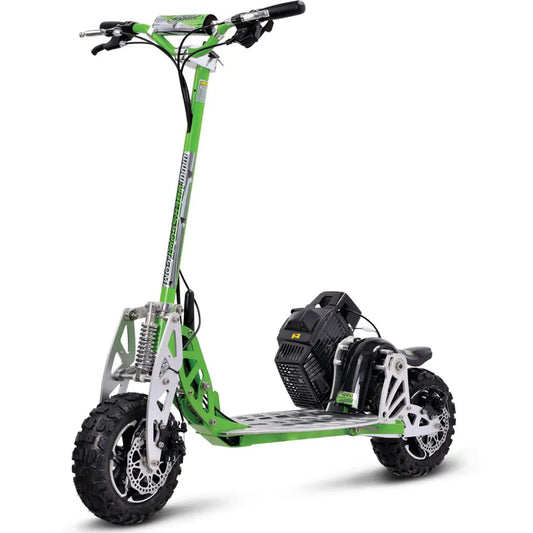 MotoTec/UberScoot 70x 2-Speed Gas Scooter - Green | Powerful Ride for All Terrains