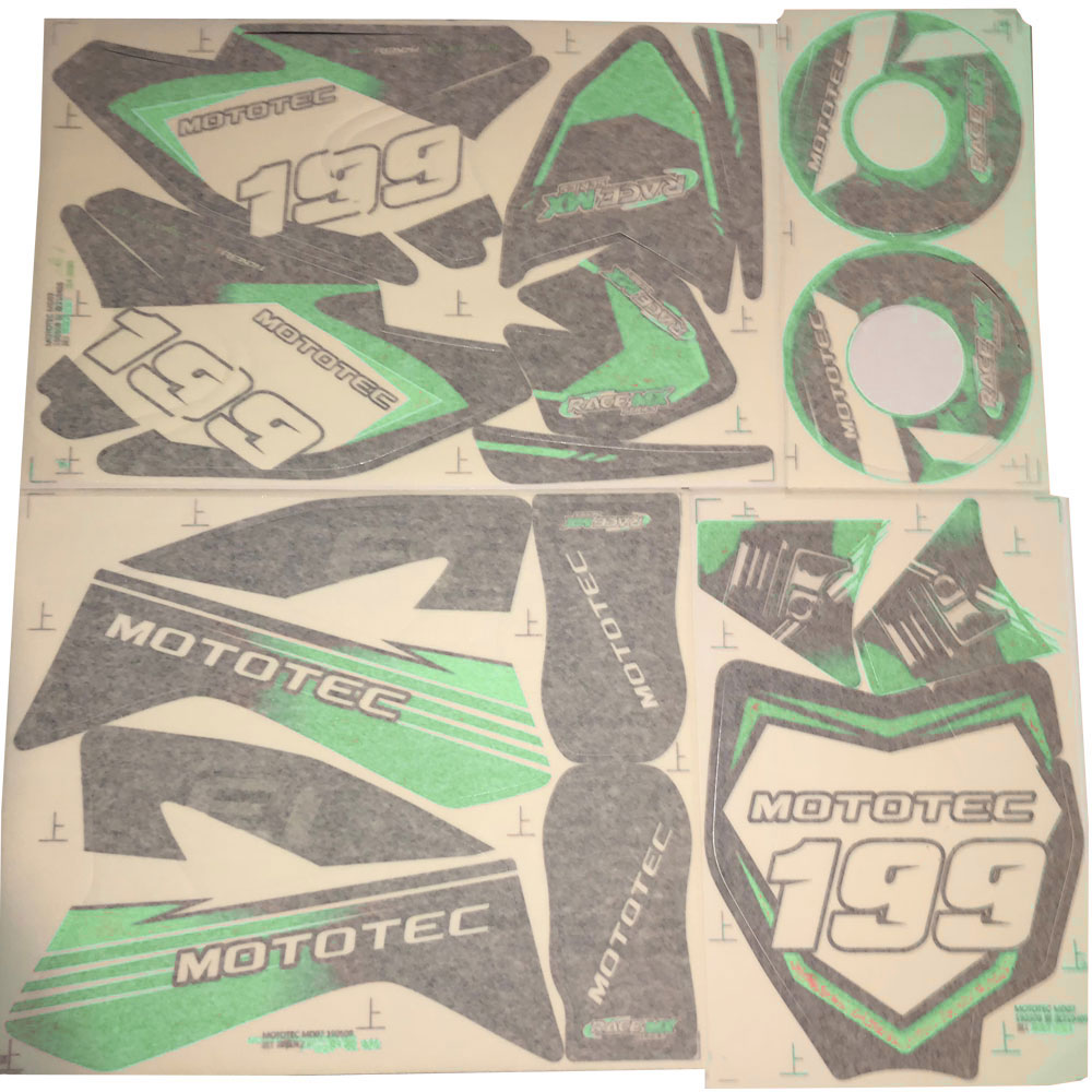 MotoTec 48v Pro Dirt Bike Sticker Kit - Green