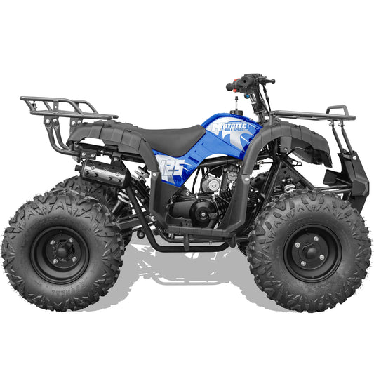 MotoTec Bull 125cc 4-Stroke Kids Gas ATV – Powerful Off-Road Quad in Blue