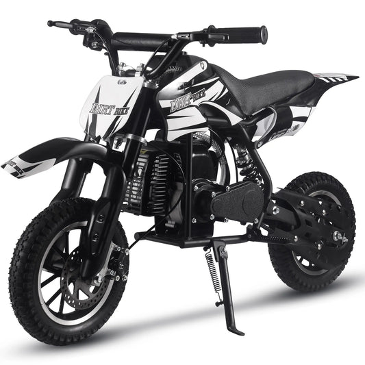 MotoTec Alien 50cc 2-Stroke Kids Gas Dirt Bike – Black | Off-Road Mini Motocross