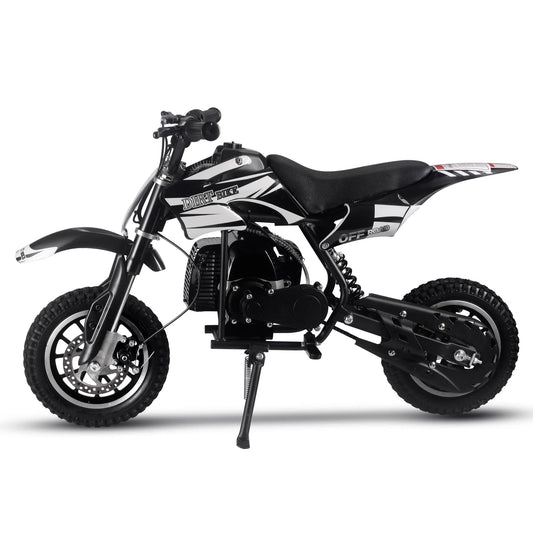 MotoTec Alien 50cc 2-Stroke Kids Gas Dirt Bike – Black | Off-Road Mini Motocross