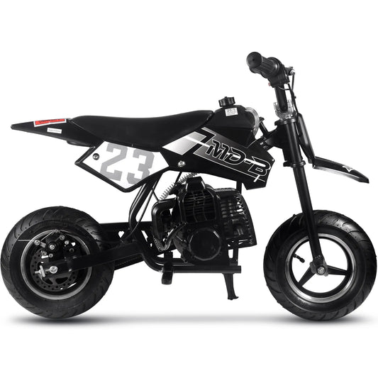 MotoTec 50cc 2-Stroke Kids Supermoto Gas Dirt Bike – Black | Powerful Mini Dirt Bike