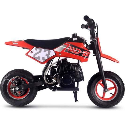 MotoTec 50cc 2-Stroke Kids Supermoto Gas Dirt Bike – Red | Powerful Mini Dirt Bike