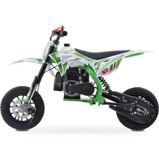 MotoTec Villain 52cc 2-Stroke Kids Gas Dirt Bike – Green | Powerful Off-Road Dirt Bike