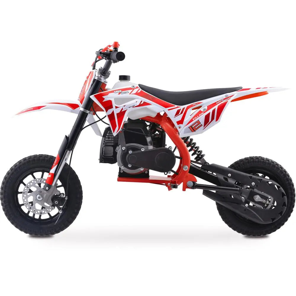 MotoTec Villain 52cc 2-Stroke Kids Gas Dirt Bike – Red | Powerful Off-Road Dirt Bike