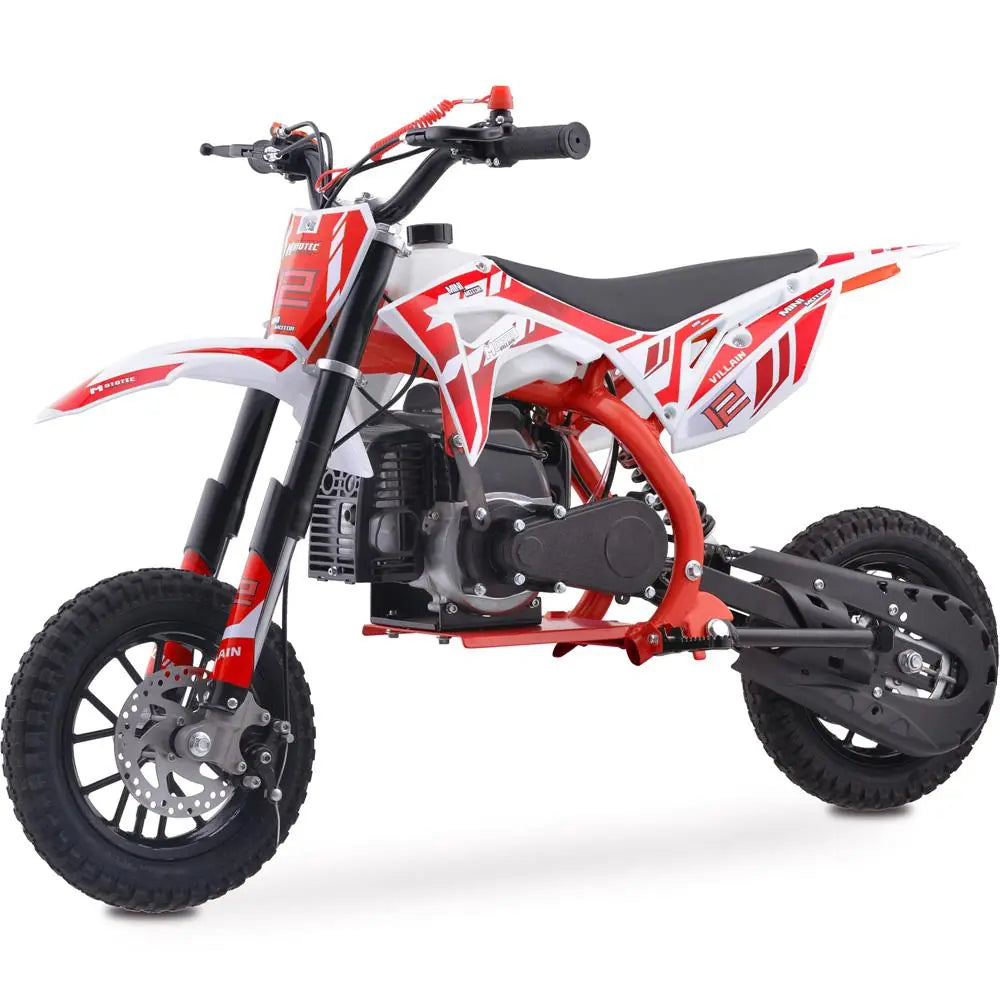 MotoTec Villain 52cc 2-Stroke Kids Gas Dirt Bike – Red | Powerful Off-Road Dirt Bike