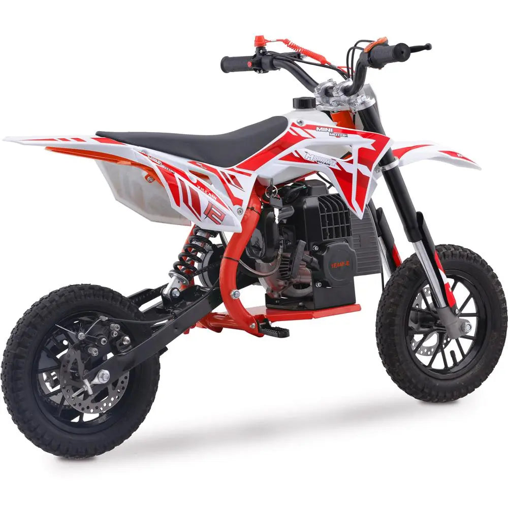 MotoTec Villain 52cc 2-Stroke Kids Gas Dirt Bike – Red | Powerful Off-Road Dirt Bike