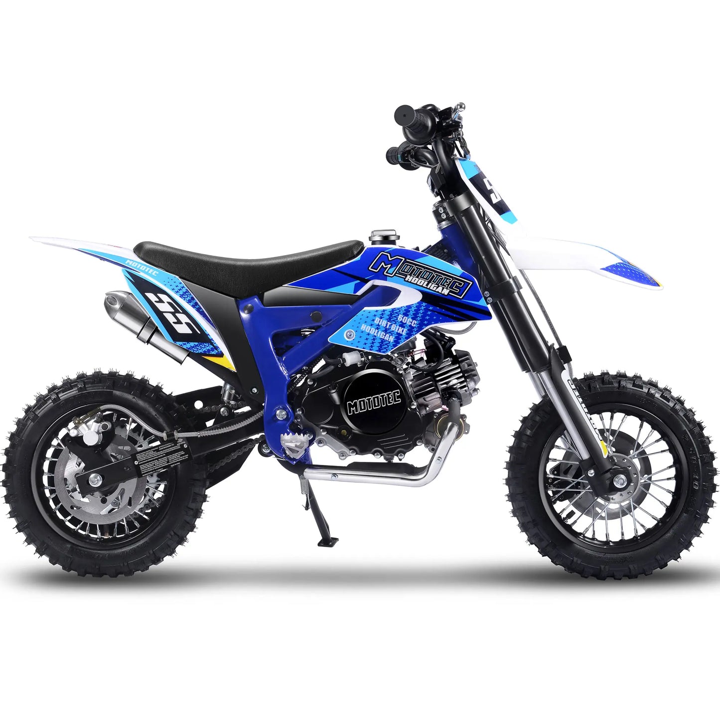 MotoTec Hooligan 60cc 4-Stroke Gas Dirt Bike - Blue | Off-Road Motorcycle for Adults & Kids