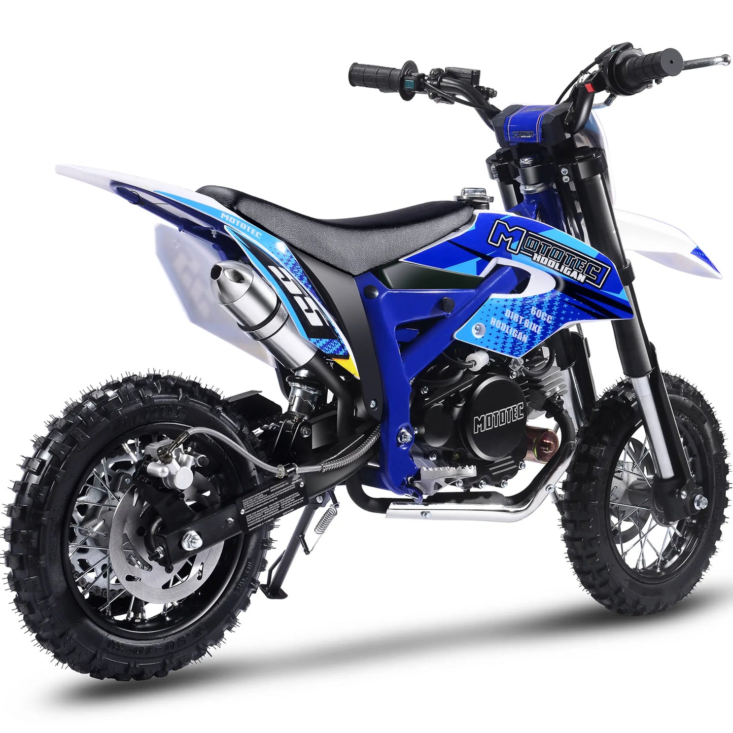MotoTec Hooligan 60cc 4-Stroke Gas Dirt Bike - Blue | Off-Road Motorcycle for Adults & Kids