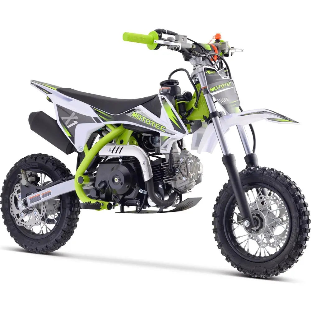 MotoTec X1 110cc 4-Stroke Gas Dirt Bike – Green | High-Performance Off-Road Motorcycle
