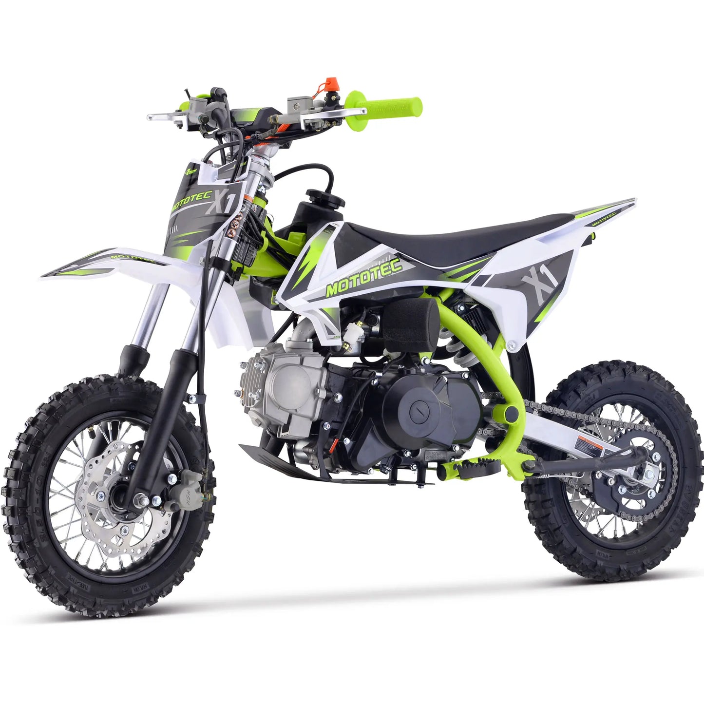 MotoTec X1 110cc 4-Stroke Gas Dirt Bike – Green | High-Performance Off-Road Motorcycle