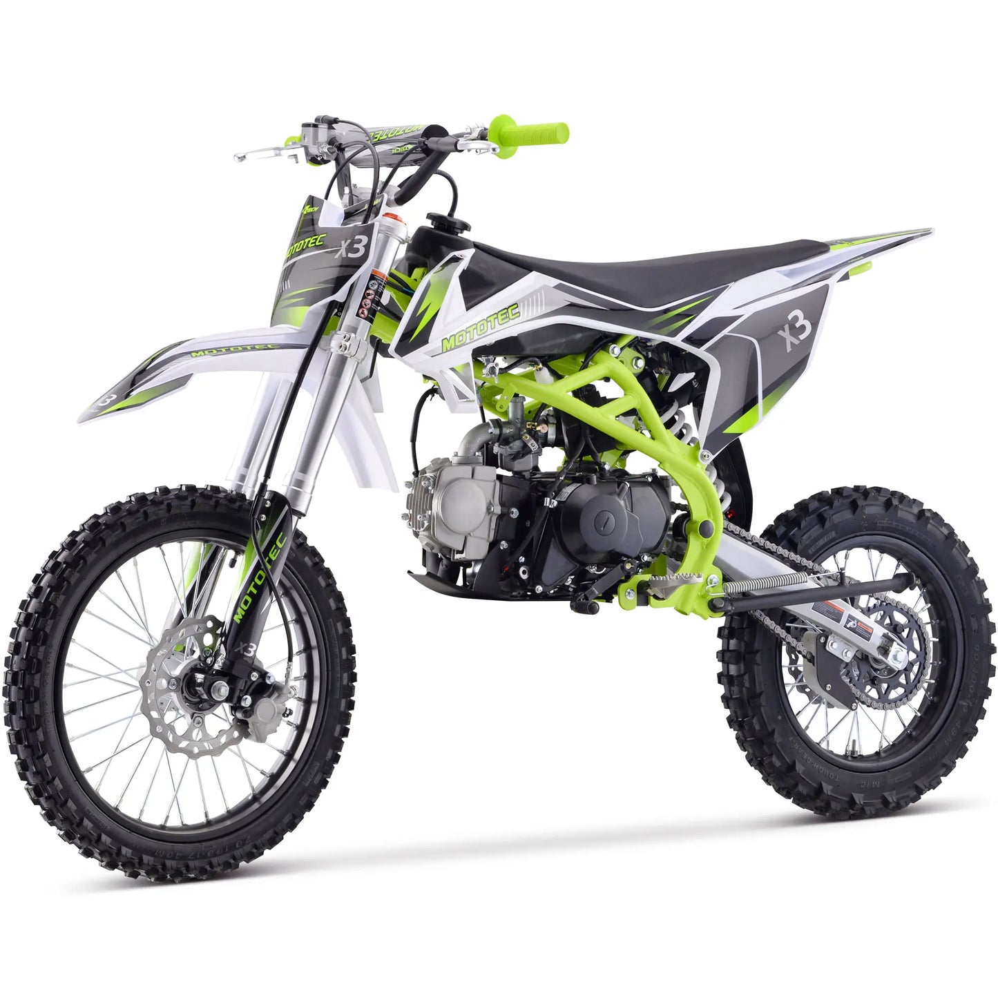 MotoTec X3 125cc 4-Stroke Gas Dirt Bike – Green | High-Performance Off-Road Motorcycle