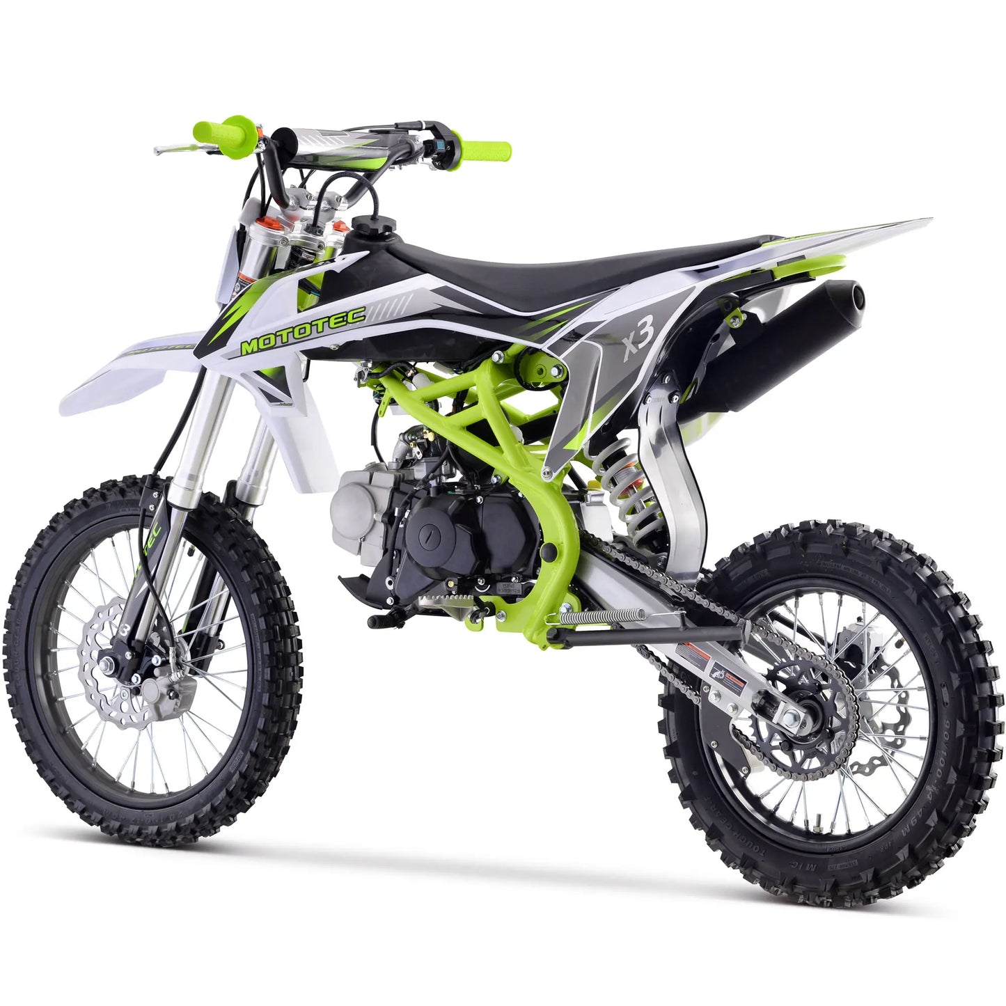 MotoTec X3 125cc 4-Stroke Gas Dirt Bike – Green | High-Performance Off-Road Motorcycle