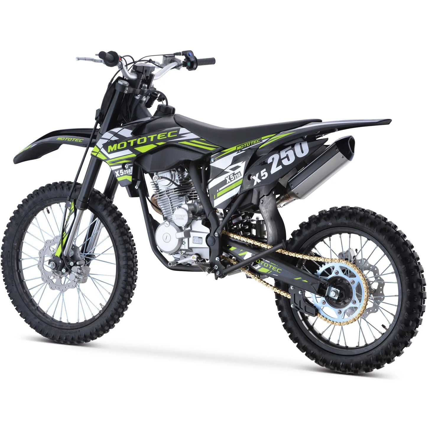 MotoTec X5 250cc 4-Stroke Gas Dirt Bike – Black | High-Performance Off-Road Motorcycle