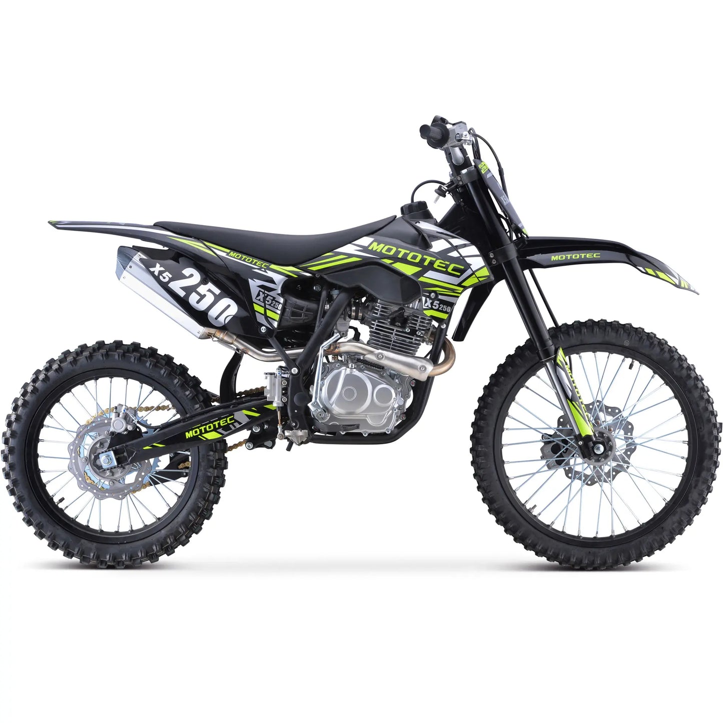 MotoTec X5 250cc 4-Stroke Gas Dirt Bike – Black | High-Performance Off-Road Motorcycle