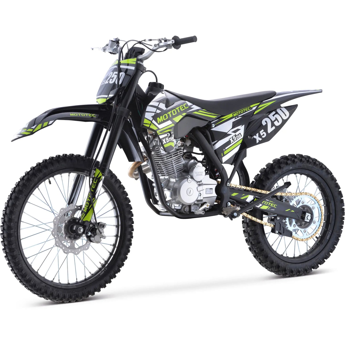MotoTec X5 250cc 4-Stroke Gas Dirt Bike – Black | High-Performance Off-Road Motorcycle