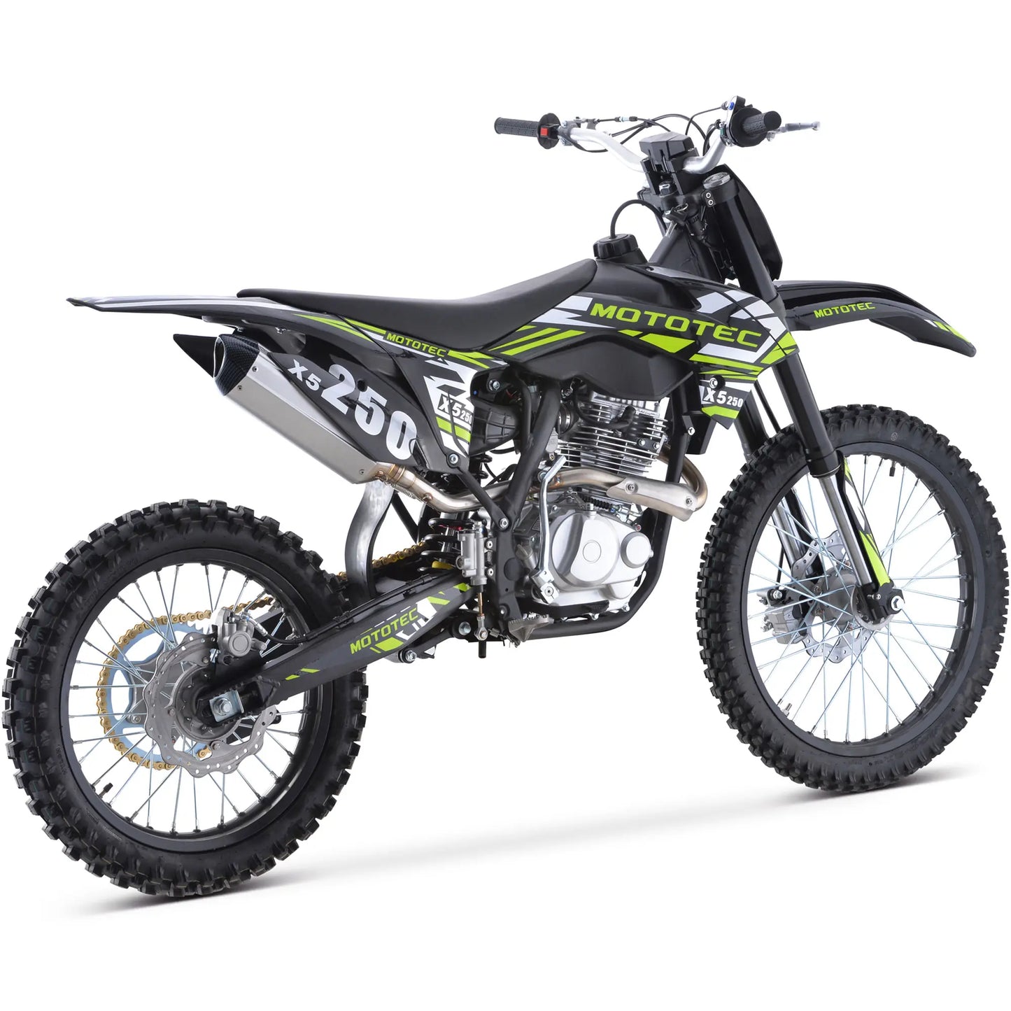 MotoTec X5 250cc 4-Stroke Gas Dirt Bike – Black | High-Performance Off-Road Motorcycle