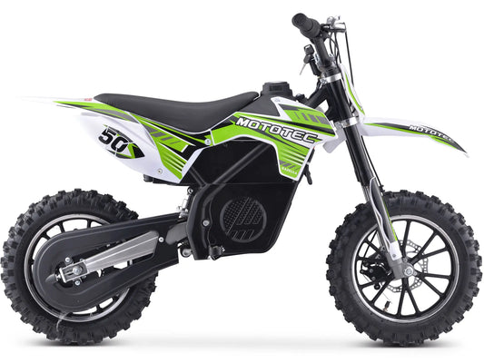 MotoTec 24V 500W Gazella Electric Dirt Bike - Green | Powerful Kids' Off-Road Bike