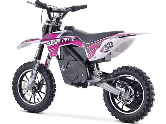 MotoTec 24V 500W Gazella Electric Dirt Bike - Purple | Powerful Kids' Off-Road Bike
