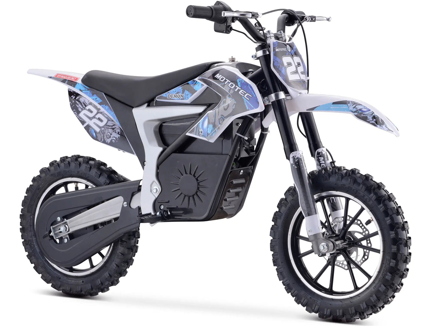 MotoTec Demon 36V 500W Electric Dirt Bike with Lithium Battery - Blue