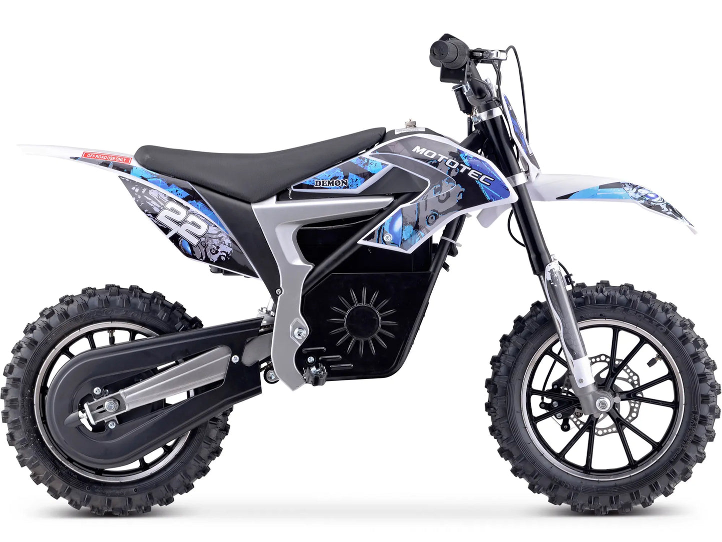 MotoTec Demon 36V 500W Electric Dirt Bike with Lithium Battery - Blue