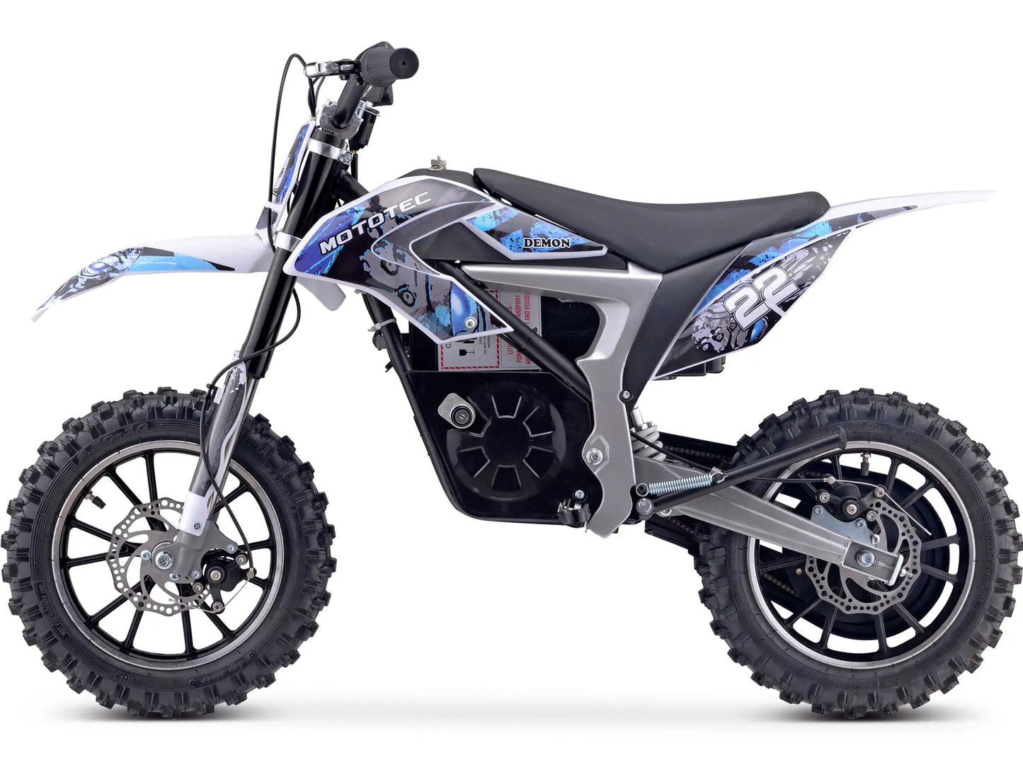MotoTec Demon 36V 500W Electric Dirt Bike with Lithium Battery - Blue