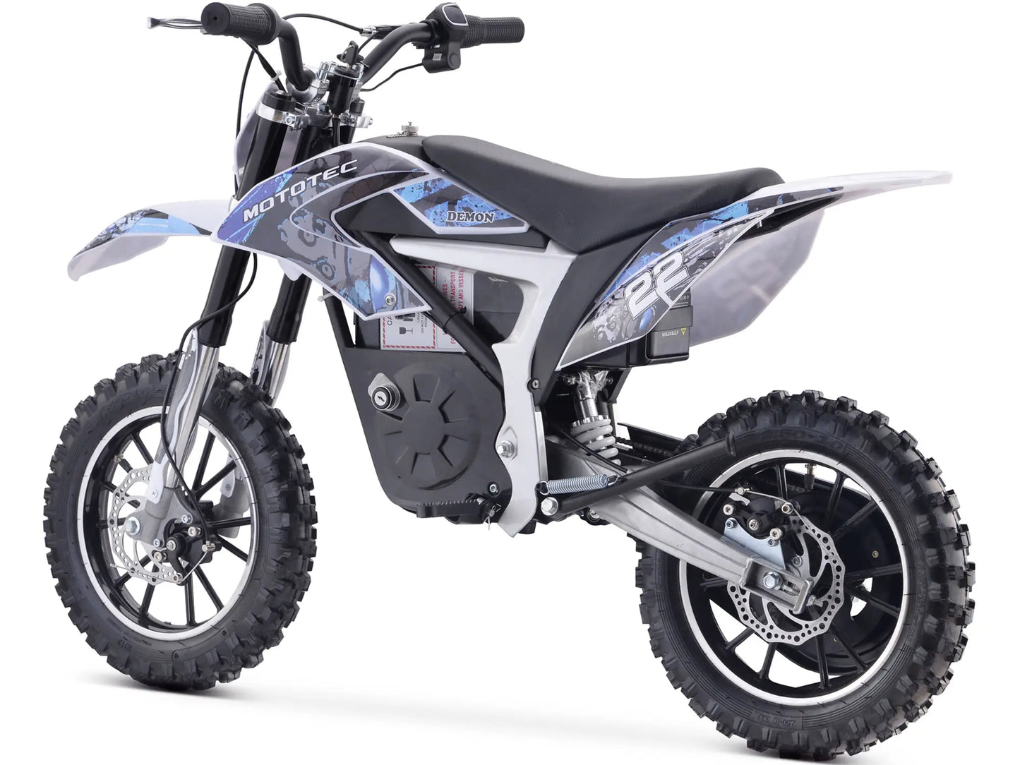 MotoTec Demon 36V 500W Electric Dirt Bike with Lithium Battery - Blue