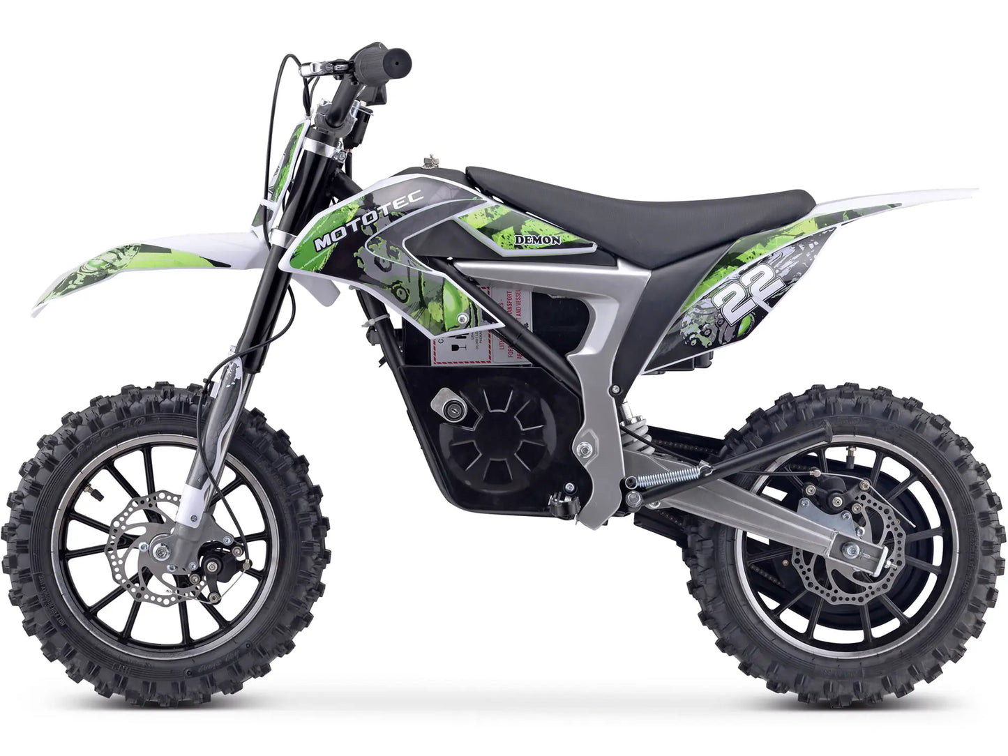 MotoTec Demon 36V 500W Electric Dirt Bike with Lithium Battery - Green