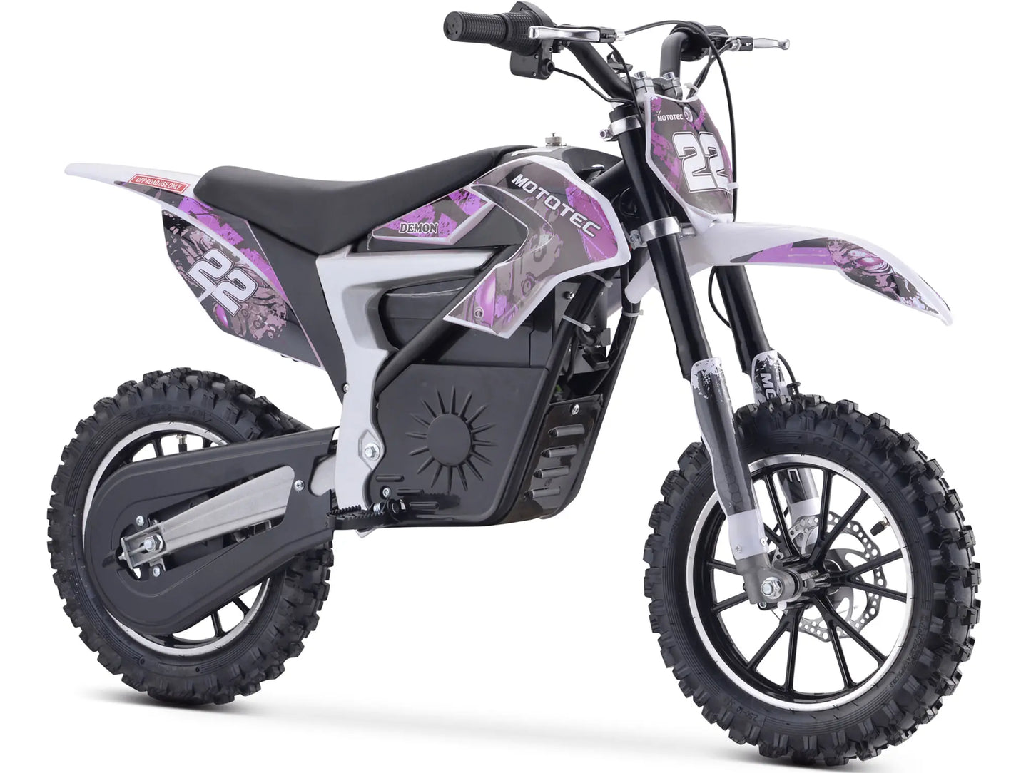 MotoTec Demon 36V 500W Electric Dirt Bike with Lithium Battery - Purple