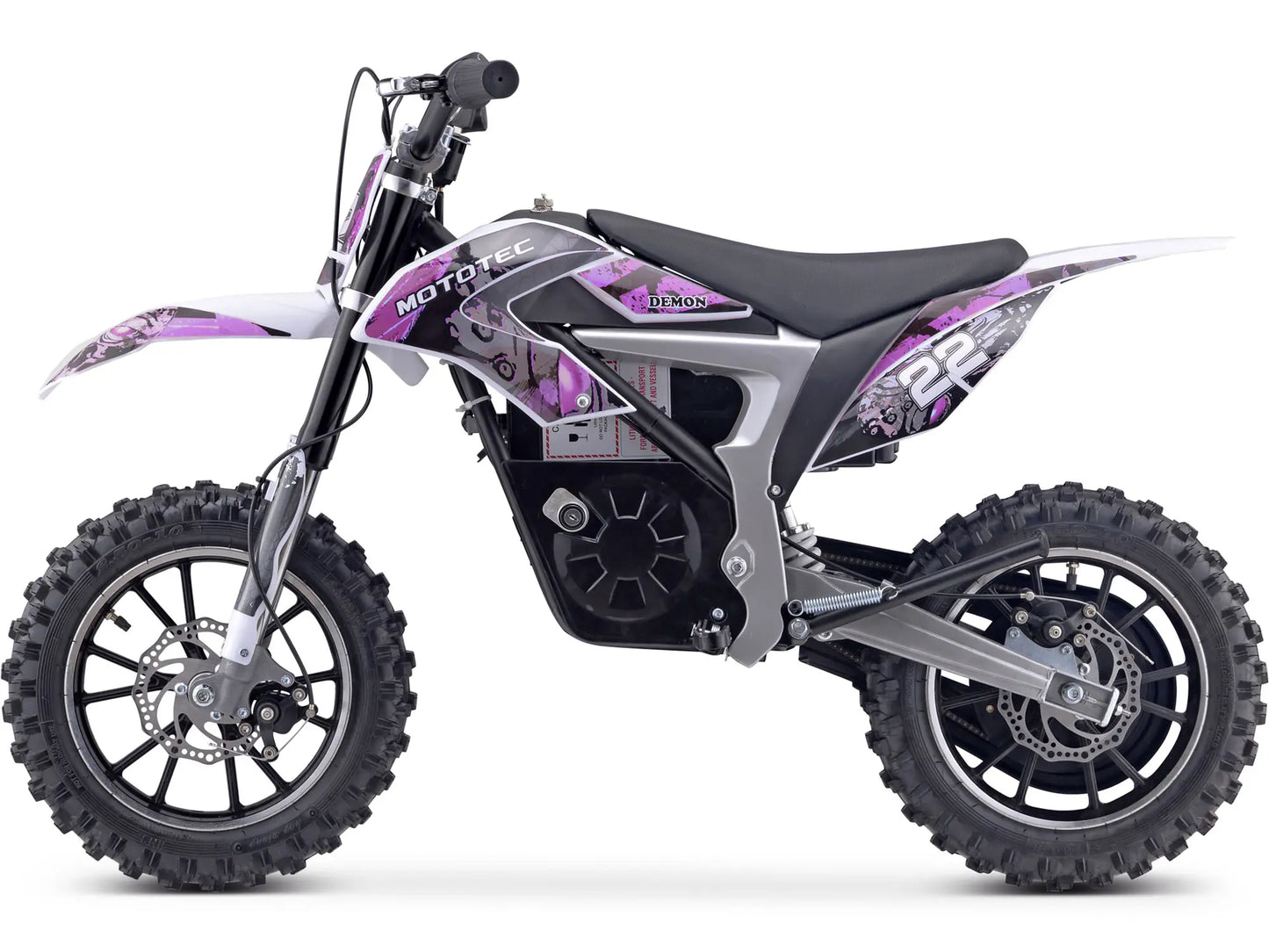 MotoTec Demon 36V 500W Electric Dirt Bike with Lithium Battery - Purple