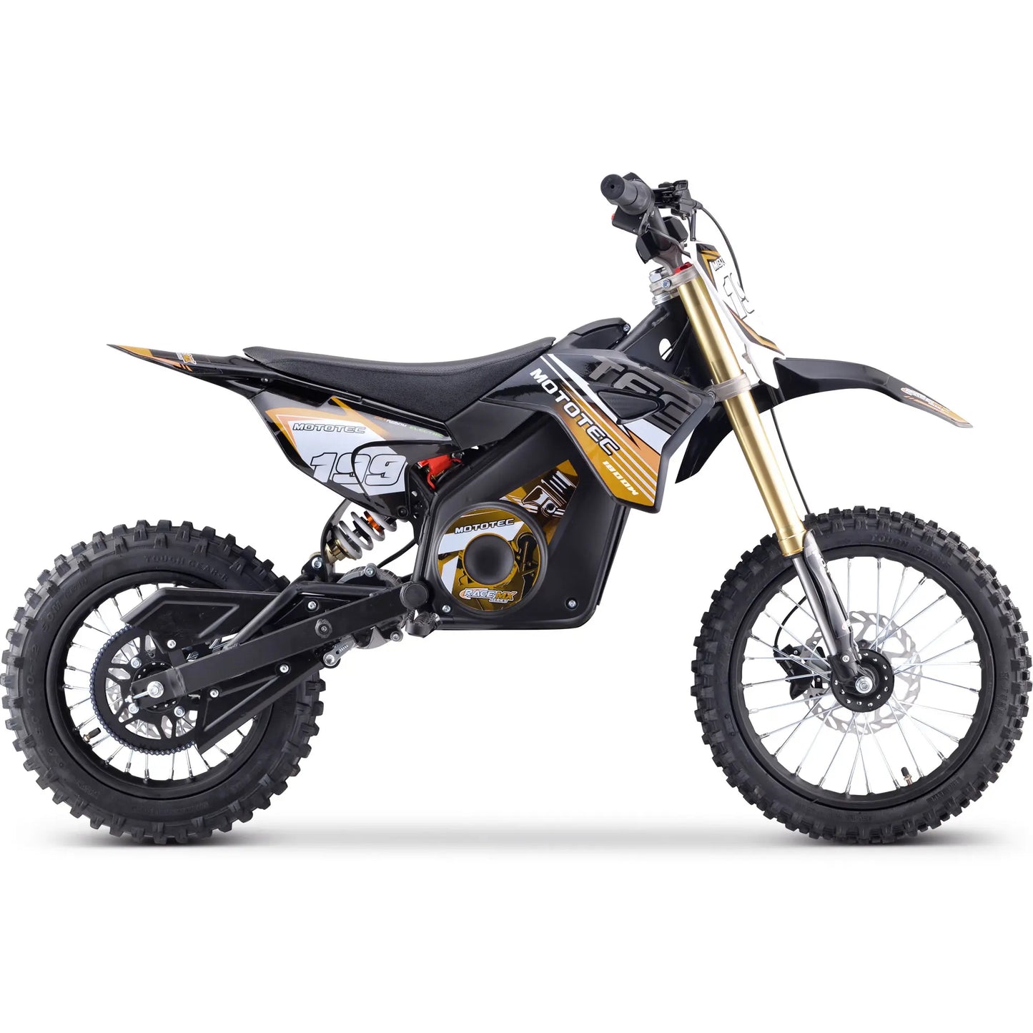 MotoTec 48V Pro Electric Dirt Bike - 1800W Lithium, Top Speed 25mph - Orange | Powerful Electric Bike