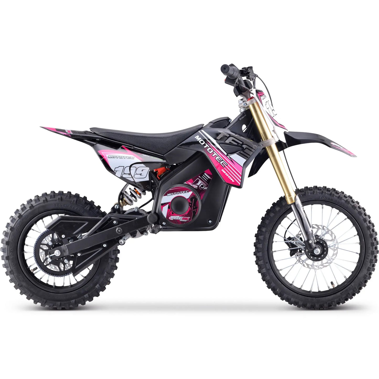 MotoTec 48V Pro Electric Dirt Bike - 1800W Lithium, Top Speed 25mph - Pink | Powerful Electric Bike