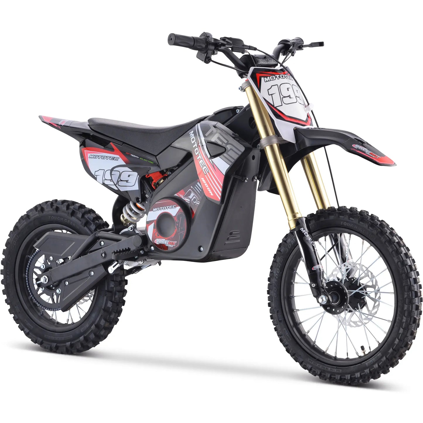 MotoTec 48V Pro Electric Dirt Bike - 1800W Lithium, Top Speed 25mph - Red | Powerful Electric Bike