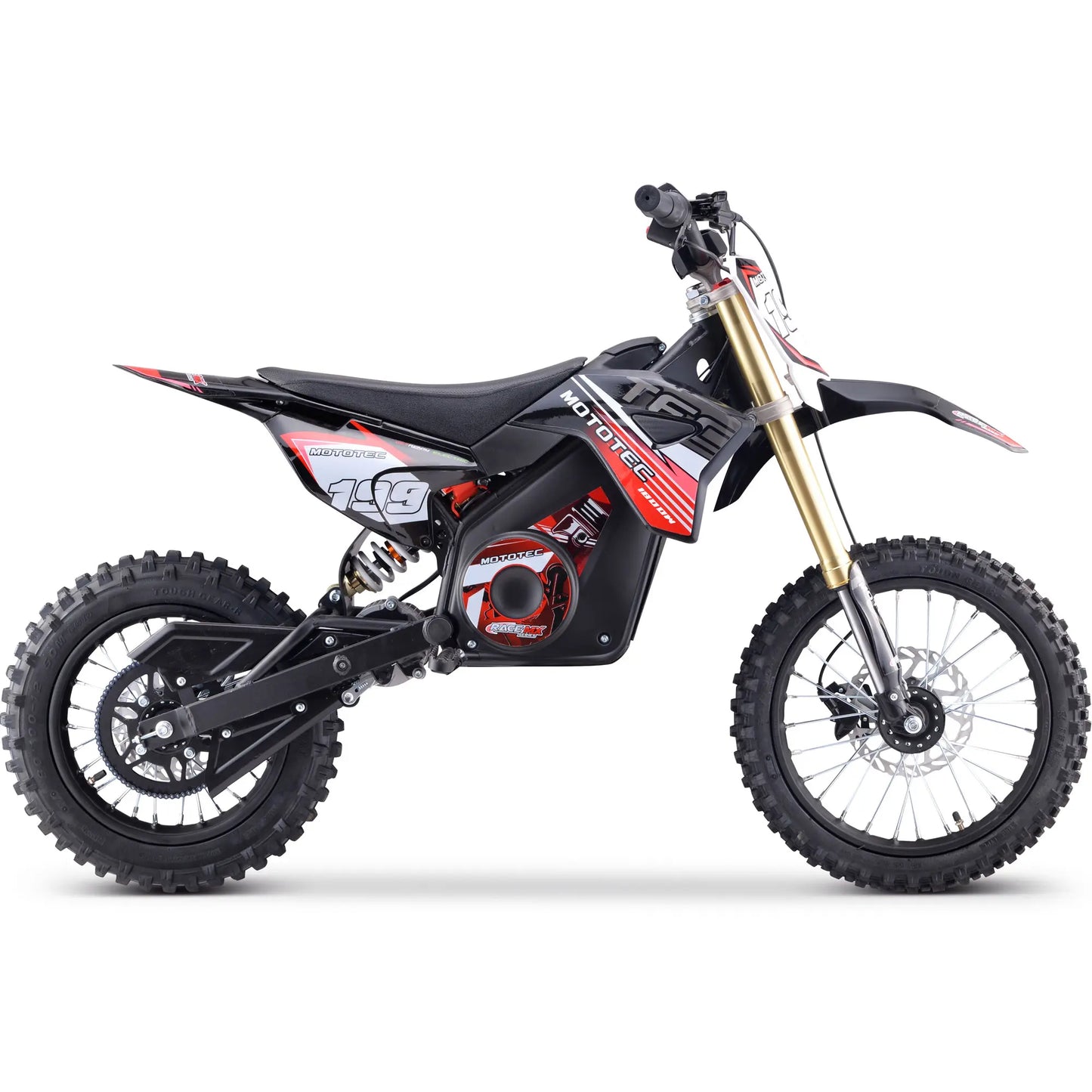 MotoTec 48V Pro Electric Dirt Bike - 1800W Lithium, Top Speed 25mph - Red | Powerful Electric Bike