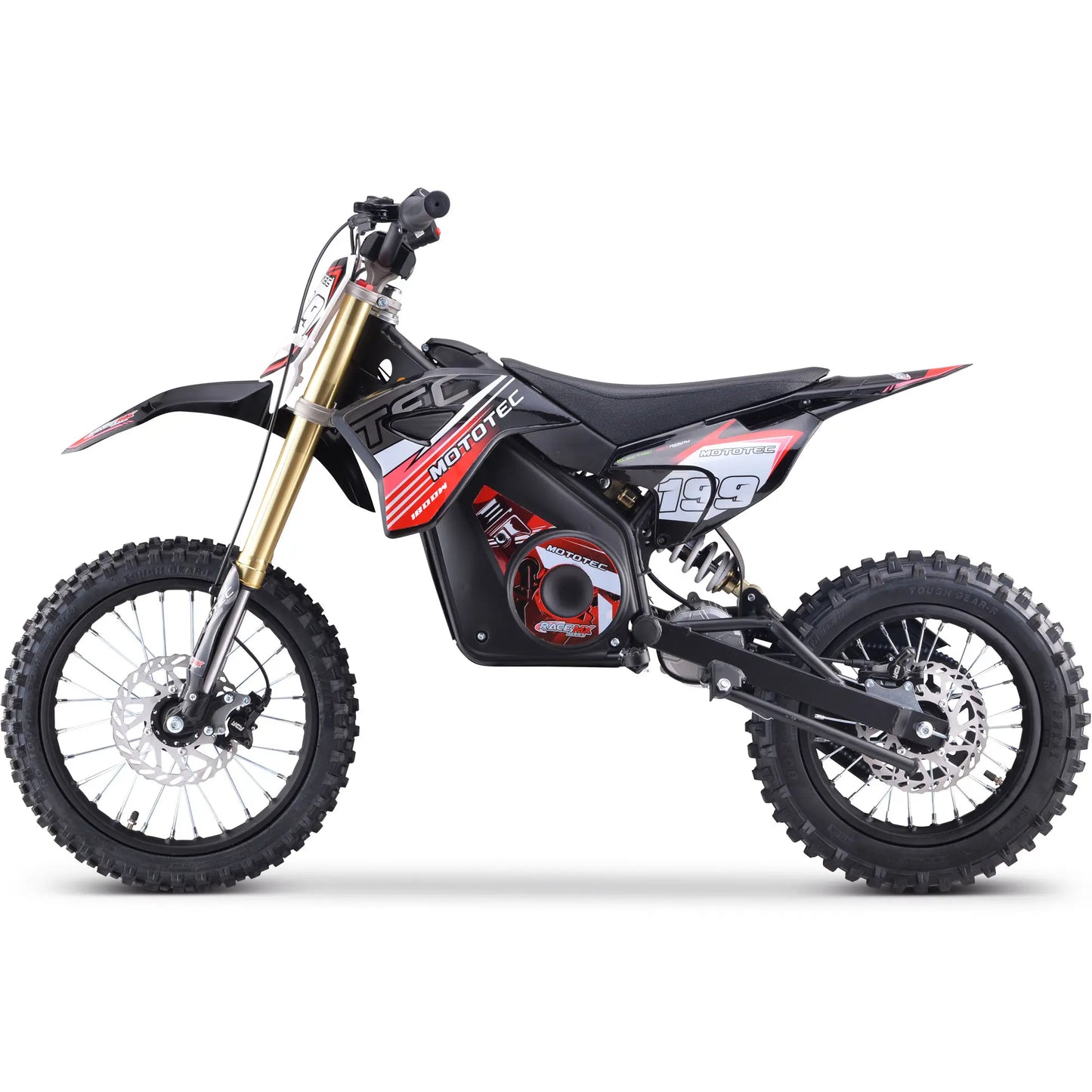 MotoTec 48V Pro Electric Dirt Bike - 1800W Lithium, Top Speed 25mph - Red | Powerful Electric Bike