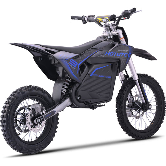 MotoTec 72v 5000w Lithium Pro Electric Dirt Bike – Blue | Powerful Off-Road Bike